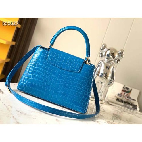 Louis Vuitton LV Women Capucines BB Blue Brilliant Alligator Leather N91698