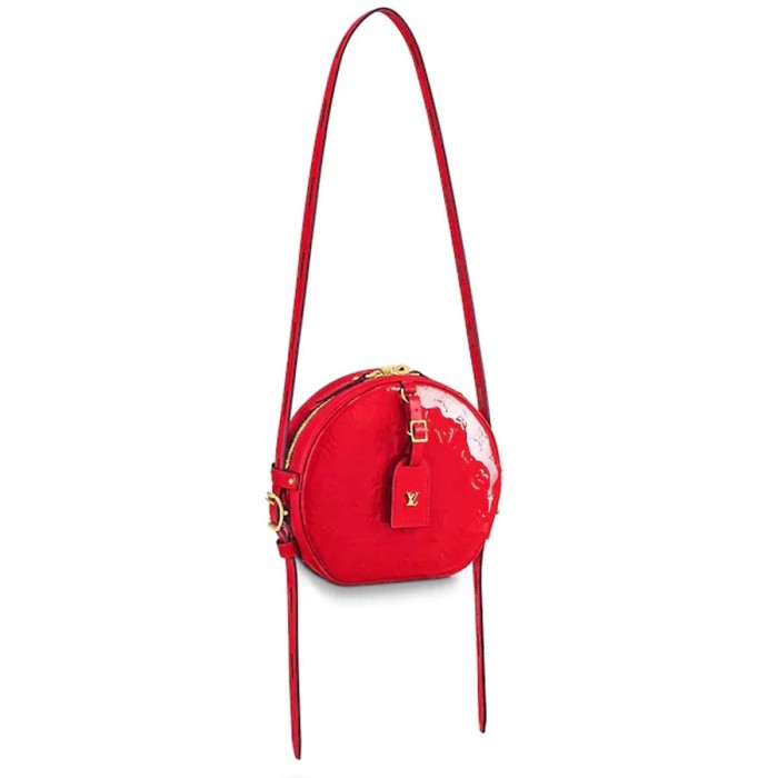 Louis Vuitton LV Women Boite Chapeau Souple Handbag in Glossy Monogram Vernis Embossed Patent Leather