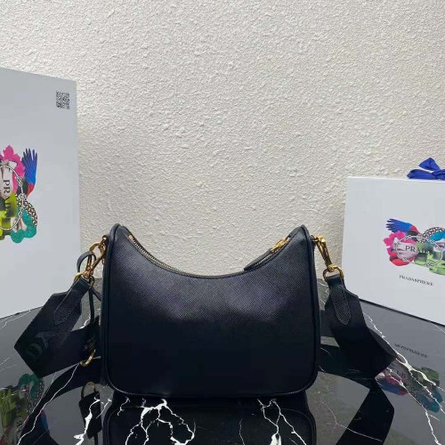 Prada Women Prada Re-Edition 2005 Saffiano Leather Bag-Black