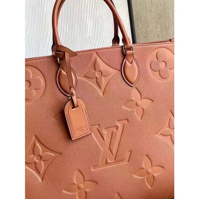 Louis Vuitton LV Women OnTheGO GM Tote Bag Brown Monogram Embossed Leather