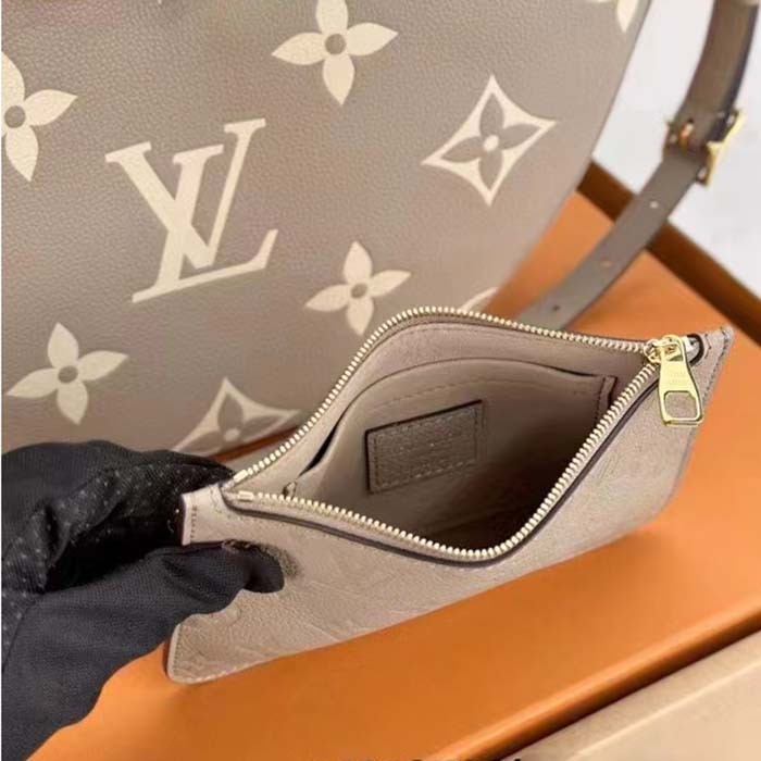 Louis Vuitton LV Women Loop Hobo Dove Gray Cream Monogram Empreinte Embossed Grained Cowhide Leather