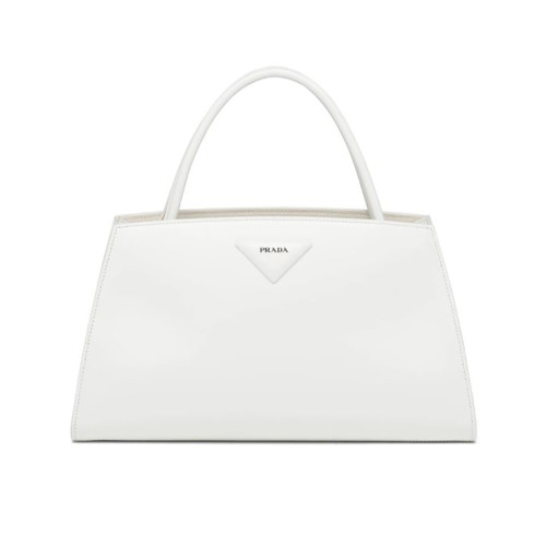 Prada Women Brushed Leather Handbag-White