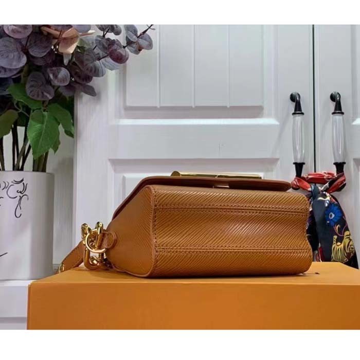 Louis Vuitton Women Twist Lock XL Gold Brown Epi Cowhide Leather Microfiber