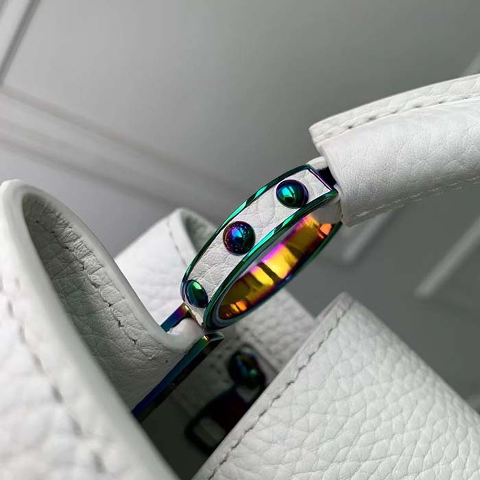 Louis Vuitton LV Women Capucines BB Handbag Snow White Taurillon Leather Cowhide Lining