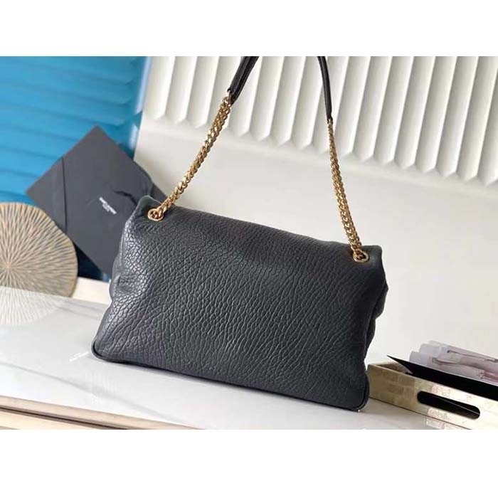 Saint Laurent YSL Women Calypso Large Grained Lambskin Black Brass