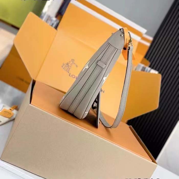 Louis Vuitton LV Women Loop Hobo Dove Gray Cream Monogram Empreinte Embossed Grained Cowhide Leather