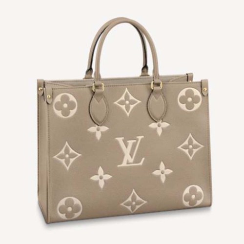 Louis Vuitton LV Women OnTheGo MM Embossed Grained Cowhide Leather