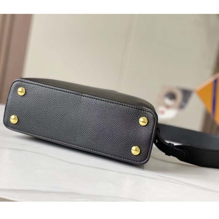 Louis Vuitton LV Women Capucines MM Handbag Black Taurillon Leather