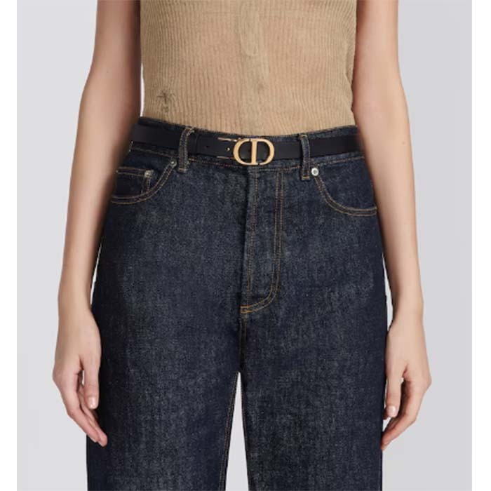 Dior CD Unisex 30 Montaigne Reversible Belt Black Ethereal Pink Smooth Calfskin 20 MM Width