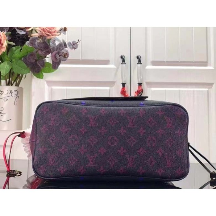 Louis Vuitton Women Neverfull MM Tote Midnight Fuchsia Monogram Coated Canvas