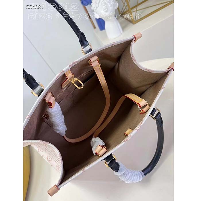 Louis Vuitton Unisex OnTheGo MM Tote Monogram Dune Coated Canvas Cowhide Leather M46912