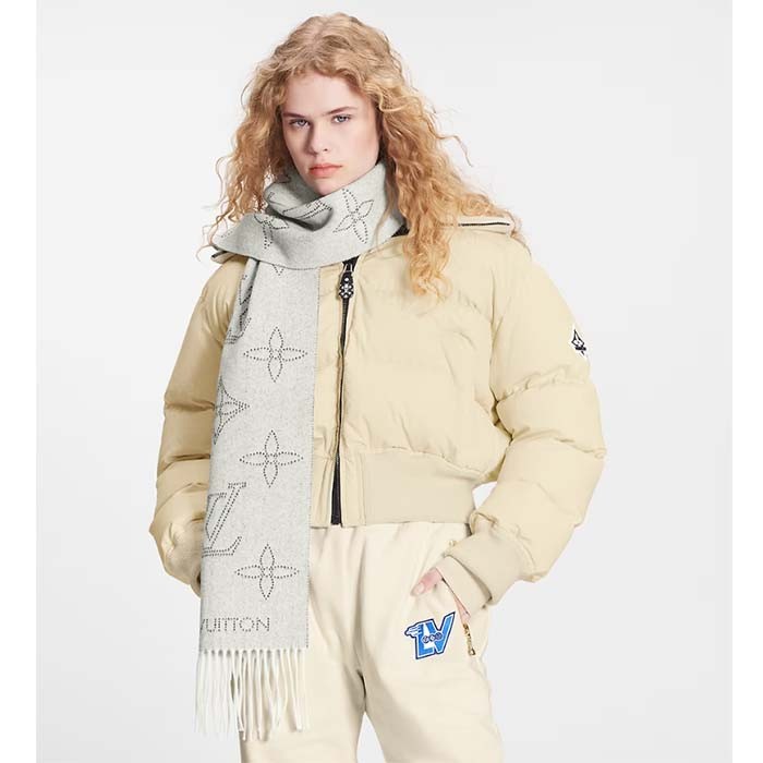 Louis Vuitton Unisex LV Mahina Flight Mode Scarf Cream Cashmere Wool M77903