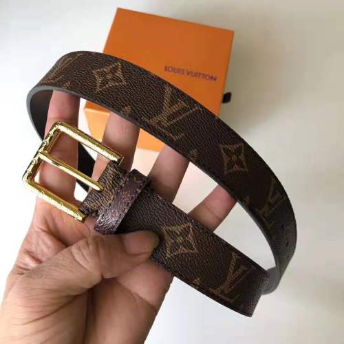 Louis Vuitton LV Unisex Daily LV 30mm Belt in Monogram Canvas-Brown