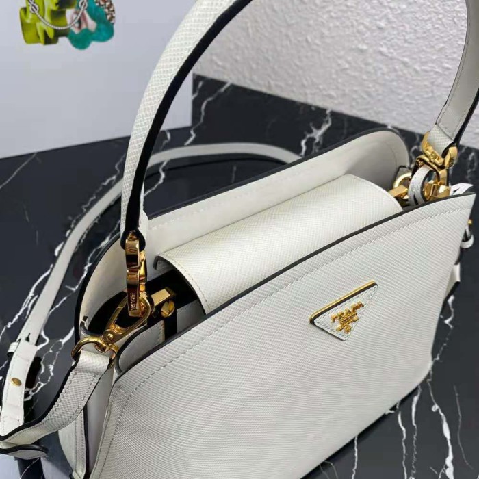 Prada Women Medium Saffiano Leather Prada Matinee Bag-White