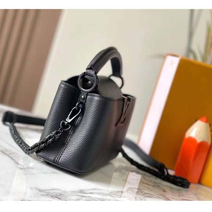 Louis Vuitton Women LV Capucines East-West Mini Black Matte Calfskin M23955