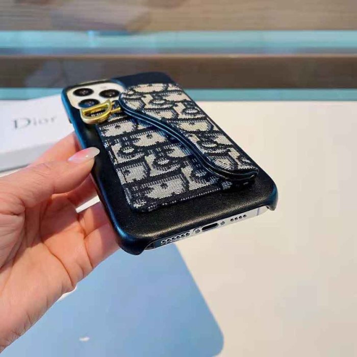 Dior Women Saddle Cover for Iphone Blue Dior Oblique Jacquard