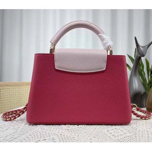 Louis Vuitton LV Women Capucines BB Handbag Magenta Jasmine Pink Taurillon Cowhide Leather