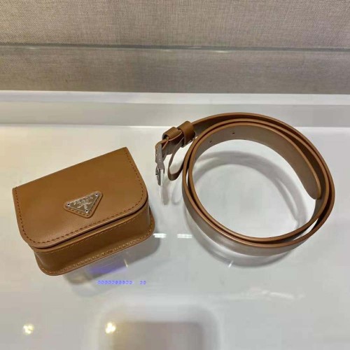Prada Women Leather Belt With a Hybrid Multifunctional Design-Brown