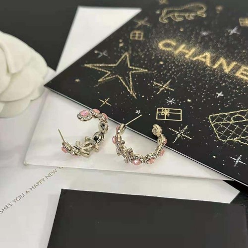 Chanel Women Hoop Earrings in Metal and Strass
