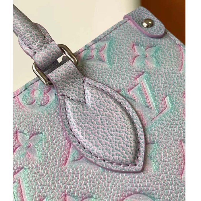 Louis Vuitton LV Women OnTheGo PM Tote Bag Purple Sprayed Embossed Grained Cowhide