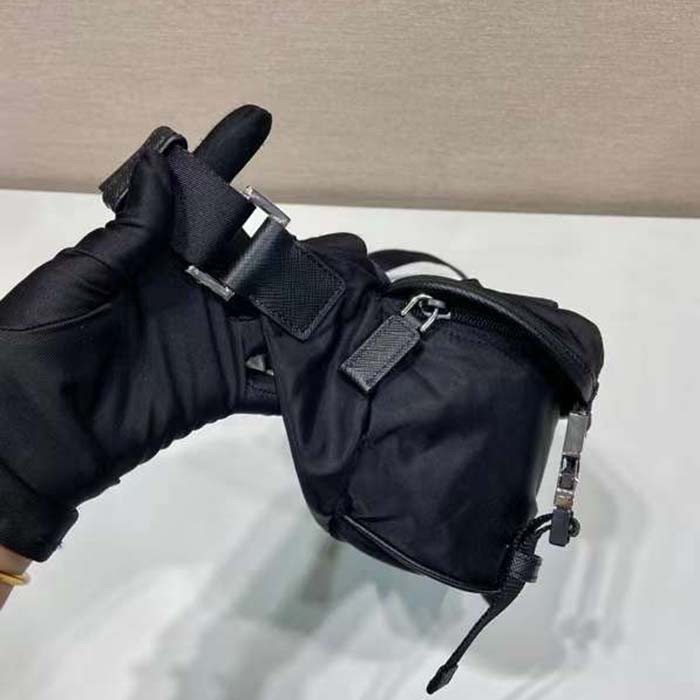 Prada Unisex Re-Nylon Saffiano Leather Shoulder Bag Black Fabric