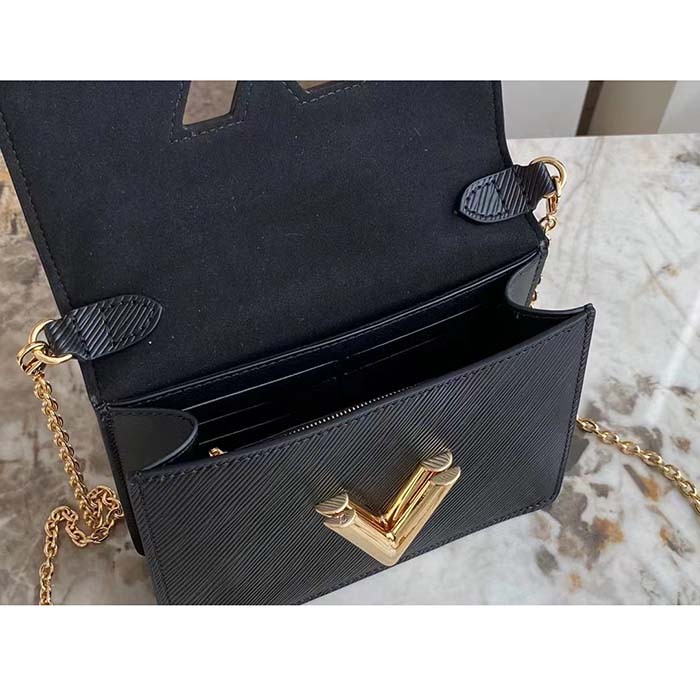 Louis Vuitton Women LV Twist Belt Chain Pouch Black Epi Grained Cowhide Leather