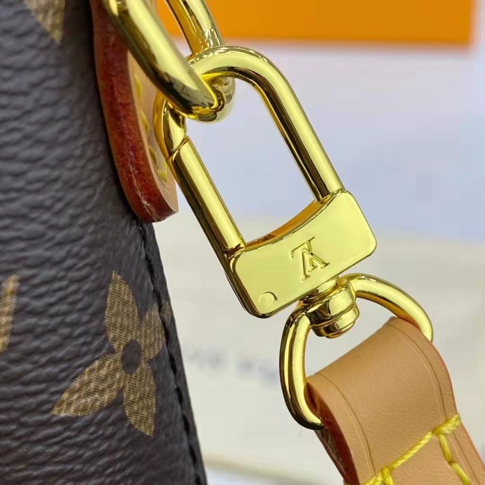 Louis Vuitton LV Women Fold Me Pouch Brown Monogram Canvas Cowhide Leather