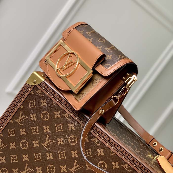 Louis Vuitton Women Mini Dauphine Lock XL Monogram Coated Canvas Cowhide Leather