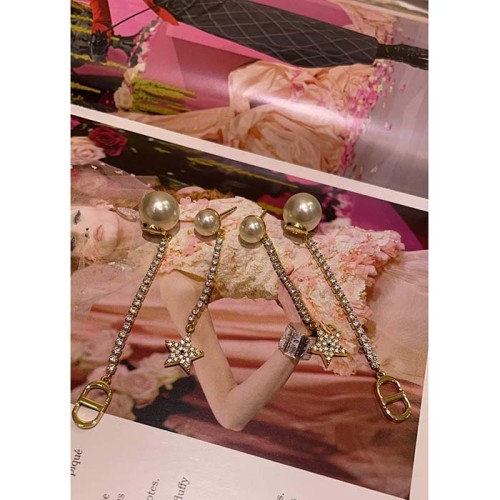 Dior CD Women Dior Tribales Earrings White Resin Pearls Crystals