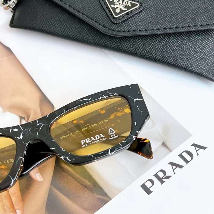 Prada Unisex Sunglasses Prada Logo Frame Compatible Graduated Lenses Standard Fit