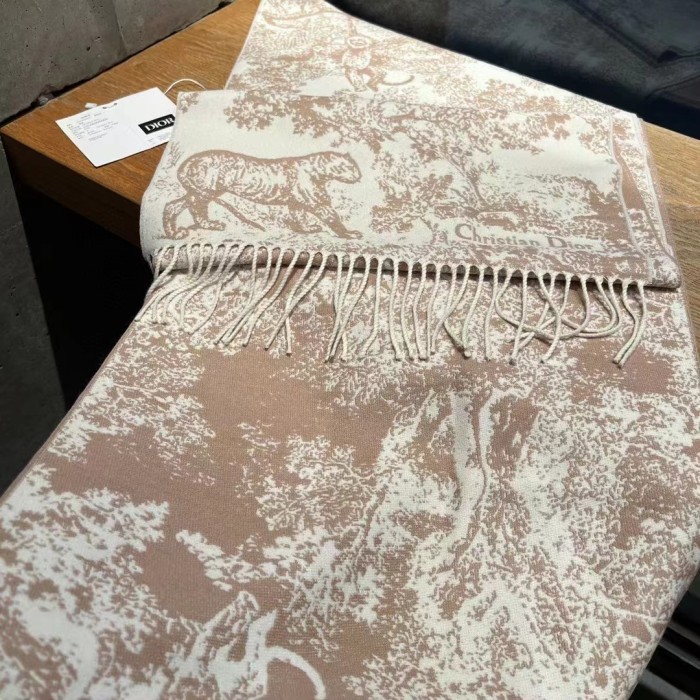 Dior Unisex CD Toile De Jouy Sauvage Scarf Rose Cashmere Wool
