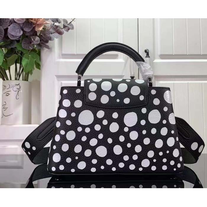 Louis Vuitton Women LV x YK Capucines BB Black White Taurillon Bull Calf Leather Infinity Dots Print