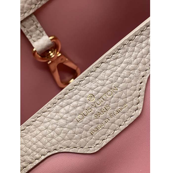 Louis Vuitton LV Women Capucines BB Handbag Beige Taurillon Patent Leather Smooth Calfskin