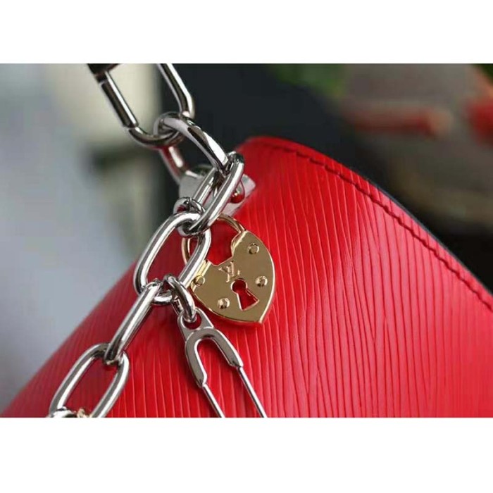 Louis Vuitton LV Women Twist PM LV Love Lock Charms Handbag in Epi Cowhide Leather-Red