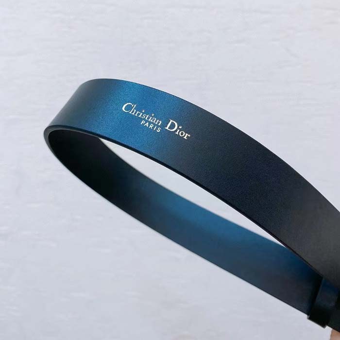 Dior Unisex CD 30 Montaigne Belt Black Smooth Calfskin Leather Brown Tortoiseshell-Effect Resin