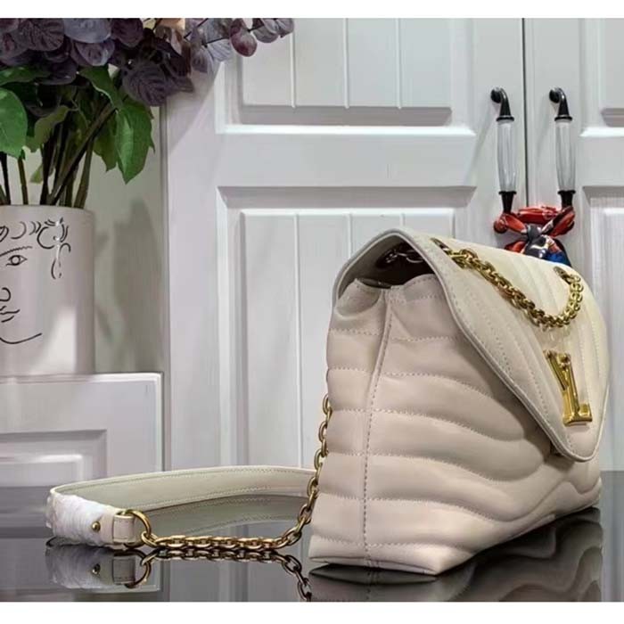 Louis Vuitton LV Women New Wave Chain Bag GM Ivory Quilted Smooth Calf Leather