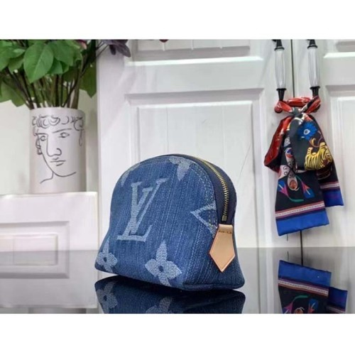 Louis Vuitton Unisex Pochette Cosmétique PM Bleu Denim Blue Monogram Global Organic Textile-Certified Cotton Canvas