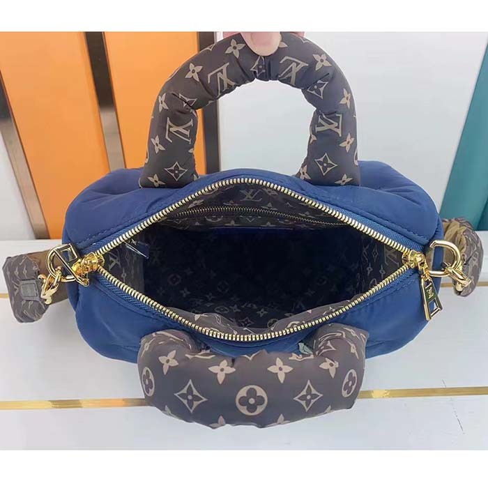 Louis Vuitton LV Women Pillow Speedy Bandoulière 25 Handbag Navy Blue Monogram Coated Canvas