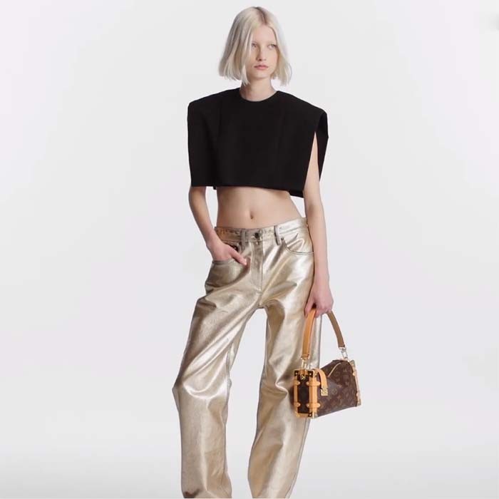 Louis Vuitton LV Women Side Trunk MM Monogram Coated Canvas Cowhide Leather