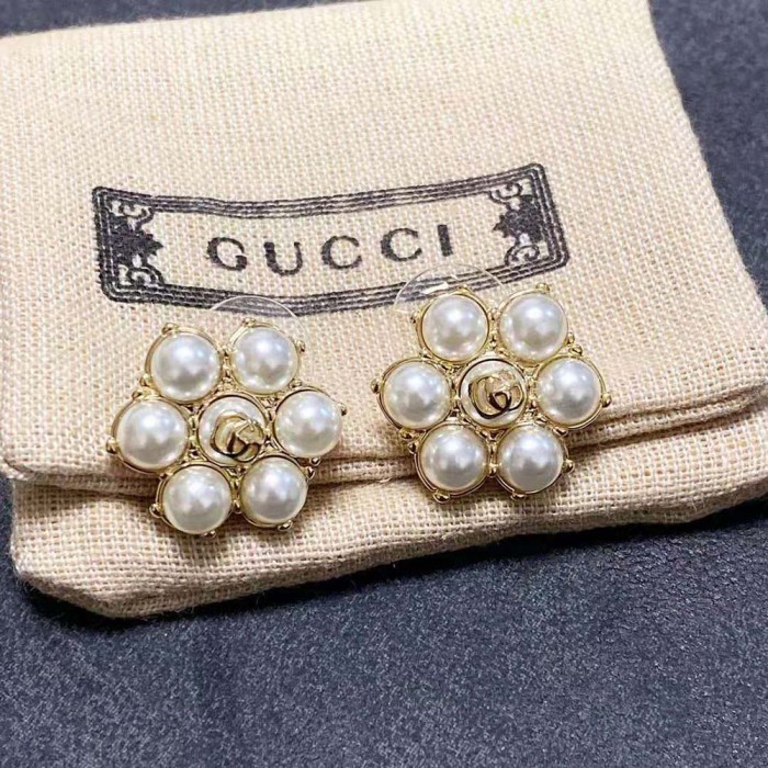 Gucci Women Pearl Double G Earrings