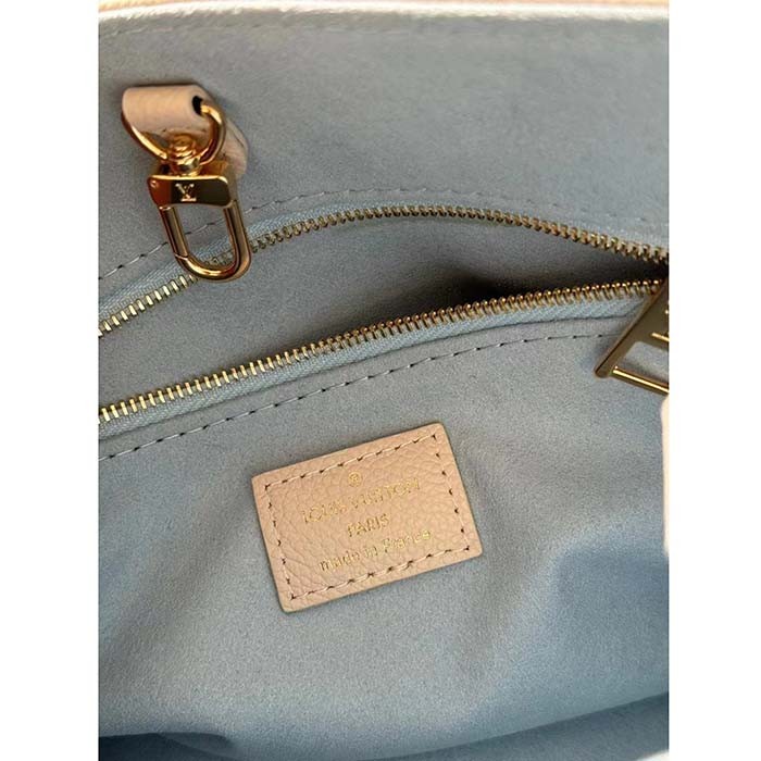 Louis Vuitton LV Women OnTheGo PM​ Latte Candy Blue Embossed Grained Cowhide Leather