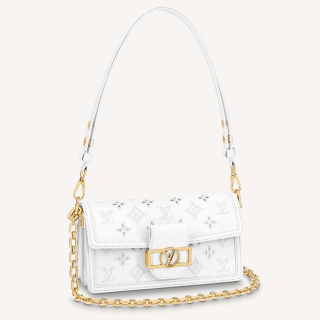 Louis Vuitton LV Women Dauphine East West Handbag White Calfskin Leather