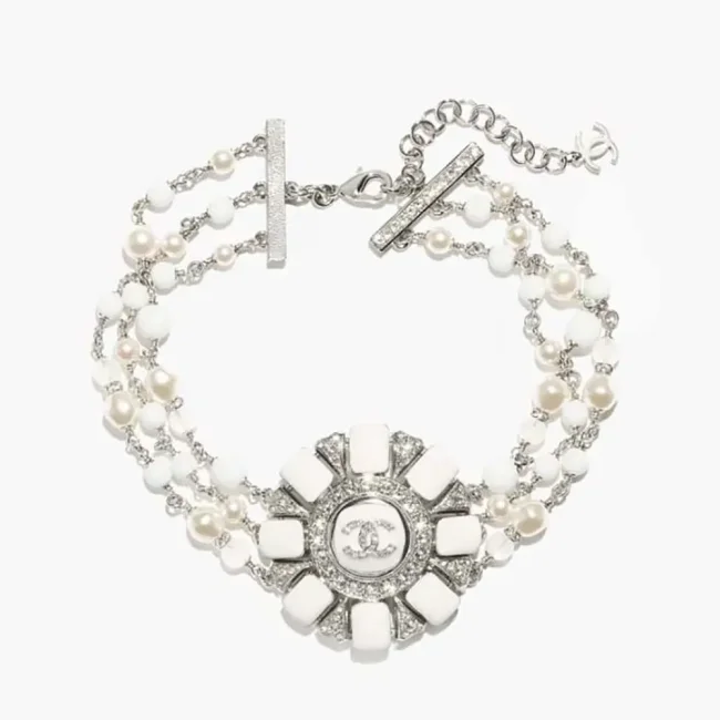 Chanel Women Choker Metal Resin Glass Pearls Natural Stones Strass