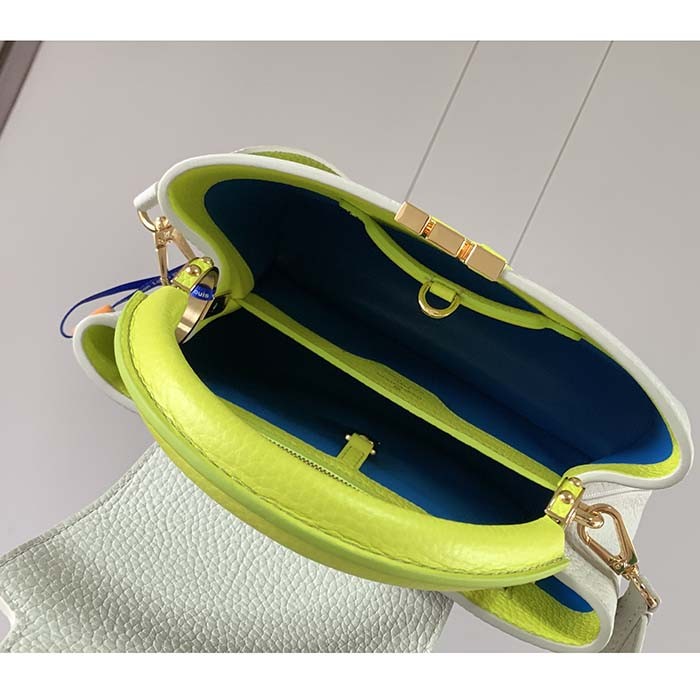 Louis Vuitton LV Women Capucines BB Handbag Snow White Cedrat Santorin Taurillon Leather