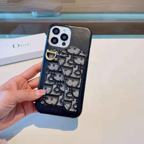 Dior Women Saddle Cover for Iphone Blue Dior Oblique Jacquard