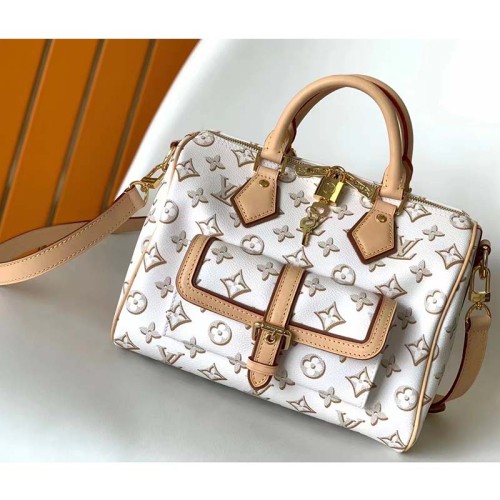 Louis Vuitton LV Women Speedy Bandoulière 25 Handbag Beige Monogram Coated Canvas
