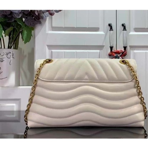 Louis Vuitton LV Women New Wave Chain Bag GM Ivory Quilted Smooth Calf Leather