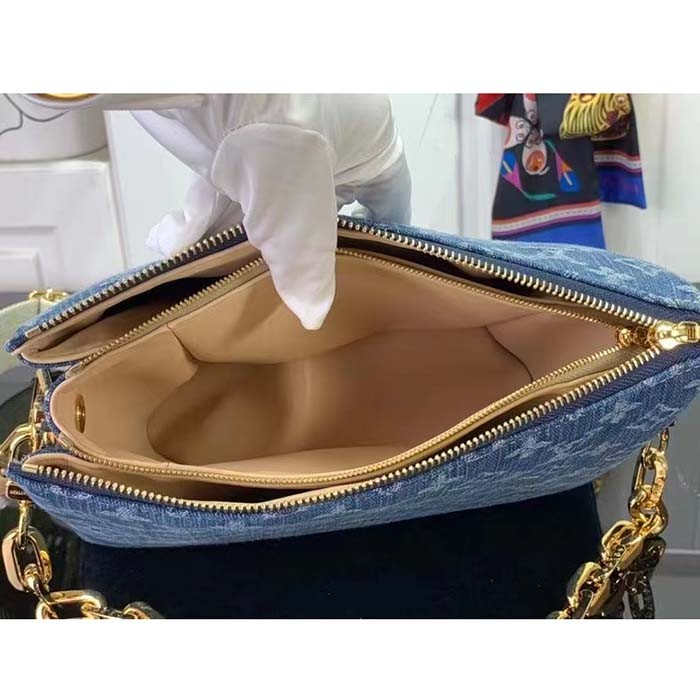 Louis Vuitton LV Women Coussin PM Denim Blue Monogram Global Organic Textile-Certified Cotton Canvas