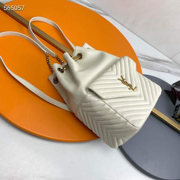 Saint Laurent YSL Women Joe Backpack Lambskin White Leather