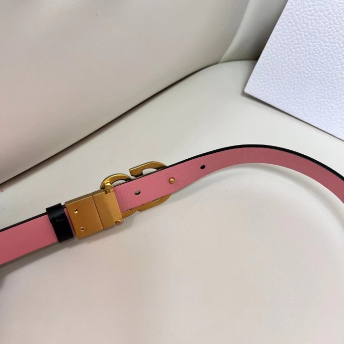 Dior CD Unisex 30 Montaigne Reversible Belt Black Ethereal Pink Smooth Calfskin 20 MM Width